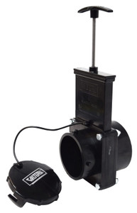 VALTERRA LLC T50 VALVE ASSM 3'HUB X 3'BAY Waste Valve For RV Black Water System; Handle Actuated; Standard Straight Valve; 3 Inch Waste Valve; With 3 Inch Hub x 3 Inch Bayonet Cap; With Plastic Handle; With Cap and Strap; Without Coupler