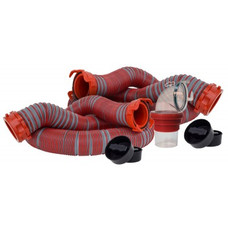 VALTERRA LLC D04-0475 20' VIPER SEWER HOSE KIT 20 Foot Length; 26 Mil TPE Material; Gray With Red Fittings; With Two 10 Foot Hoses/ Rotating Fittings/ Universal 90 Degree Sewer Adapter; Boxed