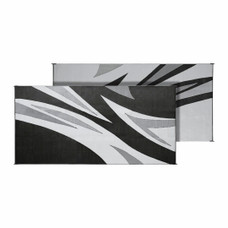 FAULKNER 46341 MAT SUMMER WAVES 8X20 BLACK Summer Waves Design; 20 Foot Length x 8 Foot Width; Black; Polypropylene; Reversible Fabric; Mold And Mildew Resistant; Without Grommets/ Storage Bag; With Corner Tie-Downs