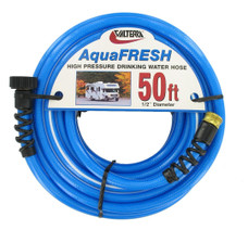 VALTERRA LLC W01-8600 1/2_X50'DRINKING HOSE-BLU Not Heated; 1/2 Inch Internal Diameter; 50 Foot Length; Suitable For Drinking Water; BPA/ Phthalate And Lead Free; Blue; With Hose Gripper and Pre-Installed Hose Saver On Both Ends