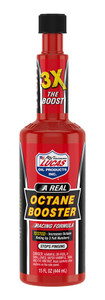 LUCAS OIL 10026 OCTANE BOOST. 12/1 15OZ Octane Booster; For Gasoline; Treats Up To 25 Gallons; 15 Ounce Bottle; Single; Use To Reduce Knocks And Pings/ Cleans Fuel Injectors/ Safe For Turbos/ Oxygen Sensors/ Catalytic Converters