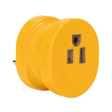 CAMCO 55233 30M/15F POWER GRIP ADAPT For Connecting RV Power Inlet To Standard Power Source; 30 Amp Male To 15 Amp Female; 30 Amp; Non Locking; Not Waterproof; Without Plug Head Handle