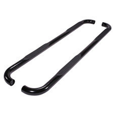 TRAILFX A0031B 3' NERF BAR BLK BODY MT With Step Pads; 3 Inch Round Bent; Powder Coated; Black; Steel; Without End Caps; Frame Body Mount Bolts