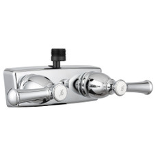 DURA FAUCET DF-SA100L-CP SHOWER FAUCET CHR POL 2 Valve; Single Piece Wall Mount; Washerless Cartridge Valve; 4 Inch Center Distance; 2 Hole Application; Lever Designer Handle; Chrome Plated; Plastic; With Vacuum Breaker Hose Connection