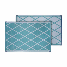 FAULKNER 68903 MAT DIAMOND 8X20 TURQUOISE/WHITE Diamond Design; 20 Foot Length x 8 Foot Width; Turquoise/ White; Polypropylene; Reversible Fabric; Mold And Mildew Resistant; Without Grommets/ Storage Bag; With Corner Tie-Downs