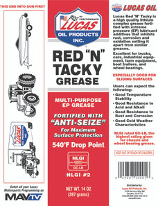 LUCAS OIL 11025 LUCAS OIL RED N TACKY SPRAY GREASE Spray Grease; Red; Single; 11 Ounce Aerosol Can