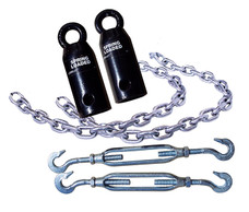 TORKLIFT S9000 SPRINGLOAD KIT Use With Frame Mounted Tie Down; Standard Hook and Hook Style; Without Handle; Non-Locking; Raw; Forged Steel; Set of 2; Includes Two 24 Inch Marine Grade Chains/ 2 Spring Loads/ 2 Quicklinks