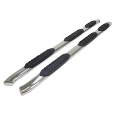 TRAILFX A7058S 5' OVAL W2W NERF BAR PSS With Step Pads; With Bed Step; 5 Inch Oval Straight Bent At Front; Polished; Stainless Steel; With Welded End Caps; Rocker Panel Mount