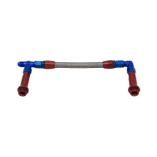 SPEEDFX 575106 -6AN RB DUAL INLET HOLLEY  ULTRA HP Used With Holley Ultra HP Dual Inlet Carburetor; -6AN x 3/8 Inch NPT Port; Anodized; Red/ Blue; Stainless Steel Braided Hose