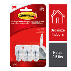 3M 17067ES COMMAND  SMALL WIRE HOOKS Wire Hook; Small Size; White; With Three Hook/ Four Strip
