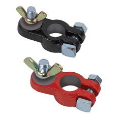 EAST PENN 00148 TERMINAL  MARINE EPOXY RE Clamp Style/ Wing Nut Terminal; Top Post; Bare; Natural; Lead; 1- Red Positive/ 1- Black Negative
