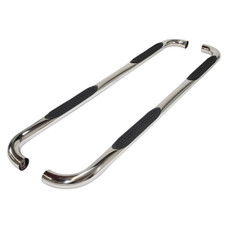 TRAILFX A0053S 3' ROUND NERF RAM 1500 PSS 19 With Step Pads; 3 Inch Round Bent 90 Degree; Polished; Stainless Steel; Without End Caps; Rocker Panel Mount