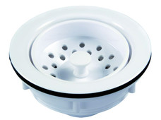 JR PRODUCTS 95275 STANDARD KITCHEN STRAINER Fits Any 3-1/2 Inch To 4 Inch Sink Opening; White; Plastic; With Rubber Washer/ Locknut