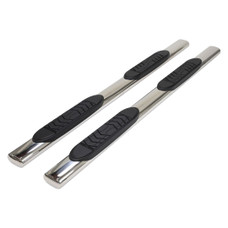 TRAILFX A7038S 5' OVAL  PSS RP FITS DEF With Step Pads; 5 Inch Oval Straight; Polished; Stainless Steel; With Welded End Caps; Rocker Panel Mount