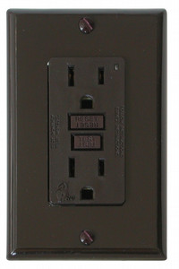 VALTERRA LLC DG15BVP GFI RECEPTACLE W/LIGHT - Indoor/ Outdoor Use; 15 Amp or 20 Amp/ 120 Volt AC Power; Ground Fault Interrupter Type; Brown