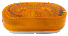 PETERSON MFG V108WA OVAL CLEARANCE LIGHT AMBE Incandescent; Oblong; 4.07 Inch Length x 2.04 Inch Width x 1.09 Inch Height; Amber Lens; Single; With Built-In Reflector; Without Trim
