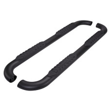 TRAILFX A1006B 4' OVAL BENT SIDE BAR BLK With Step Pads; 4 Inch Oval Bent; Titanium Black; Mild Steel; With Welded End Caps; Rocker Panel Mount