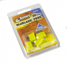 WIRTHCO 24370 MID BLADE FUSE-20 AMP Yellow Blade; ATO/ ATC; 20 Ampere