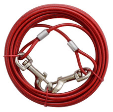 VALTERRA LLC A10-2011VP TIE-OUT CABLE 20FT Use To Keep Dog Safe When Outside; Cable Type For Dogs Up To 100 Pounds; 20 Foot Length; Red; Aircraft Grade Steel Cable with PVC Vinyl Cover; With Swivel Clips On Both Ends