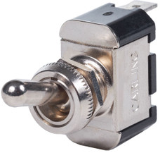 BLUE SEA 4150-BSS SWITCH WD TOGGLESPST ON-O 15 Amps At 125 Volts AC/ 15 Amps At 12 Volts DC/ 10 Amps At 250 Volts AC; Toggle Switch; Off-On Switch Action; Single Pole Single Throw; Non-Lighted; Nickel-Plated Brass