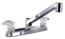 VALTERRA LLC PF221301 KTN 8  CH  DEC  QTR  OVAL Used For Kitchen; Single Piece 8 Inch Deck Mount; 8 Inch D-Spout; 2 Acrylic Lever Handle; Polished Chrome Plated/ Plastic Underbody; 2 Hole Application; 1/4 Turn Washerless Valve; With Individual Box