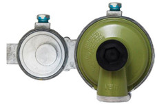 AP PRODUCTS MEGR-298H EXCELA-FLO 2 STAGE REG 1/4 Inch FNPT Inlet x 3/8 Inch FNPT Outlet With 90 Degree Vent; Two Stage; 225000 BTU High Capacity; Without Hose; Zinc Powder Coated; Zinc Die Casted; Horizontal Mount