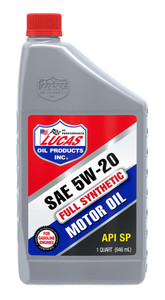 LUCAS OIL 10082 5/20 SYNTH RACING OIL SAE 5W-20; Synthetic; 1 Quart Bottle; Single