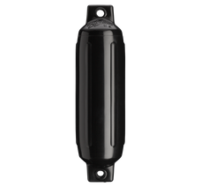 POLYFORM 27-905-528 3.5' X 12.8' TWIN EYE FENDER Ribbed; Cylinder; 3-1/2 Inch Diameter x 12.8 Inch Length For Up To 10 Feet Boat; Twin Eye Design; Black; PVC; Single