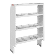 WEATHERGUARD 9363-3-03 HD ADJ 4 SH UN 36X60X16 36 Inch Length x 60 Inch Height x 16 Inch Depth; Tapered End Panels; 4 Shelves; With 12 Dividers; White; Steel