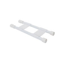 CAMCO 44093 RV DOUBLE CUPBOARD BAR Spring Loaded Bar Style; Double Bar; Bar Extends From 10 Inch Length to 17 Inch Length; White Plastic; Single; With English/ French Language Packaging