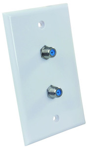 JR PRODUCTS 47875 WALL PLATE  DUAL  HD/SAT Dual Cables; Four Conductor Type; 2 Inch x 3/4 Inch Cutout Dimension; 2-3/4 Inch x 4-1/2 Inch Outside Dimension; White
