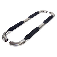 TRAILFX A1012S 4' OVAL BENT RAM 1500 CREW PSS 19 With Step Pads; 4 Inch Oval Bent; Polished; Stainless Steel; With Welded End Caps; Rocker Panel Mount
