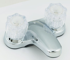 EMPIRE FAUCE U-YJW77 4'  LAV CHRM Used For Lavatory; Single Piece 4 Inch Deck-Mount; 2 Clear Crystal Knob Handle; Chrome Plated/ Plastic