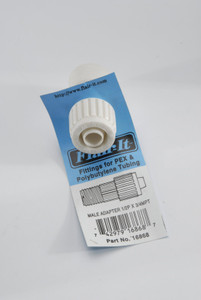 ELKHART SUPP 16868 1PC 1/2P X 3/4P MPT ADPT Adapter; 1/2 Inch PEX x 3/4 Inch Male Pipe Thread; Straight; White; Plastic; Single; With Barcoded
