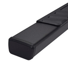 TRAILFX A4002B T4 SERIES SIDE BAR BLACK With Step Pads; 4 Inch Trapezoidal Straight; Powder Coated; Titanium Black; Steel; With Plastic End Caps; Rocker Panel Mount
