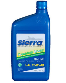 SIERRAMARINE 18-9400-2 25W40 OIL - QT SAE 25W-40; Premium Blend 4-Stroke Marine Stern Drive Engine Oil; 1 Quart Bottle; Single; NMMA FC-W Certified