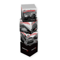 TRAILFX TFXCUBES DISPLAY TRAILFX CUBES Corrugated Plastic Stacked Cube Floor Display; Assembly Needed; 20 Inch Length x 20 Inch Width x 80 Inch Height; With Color Graphics
