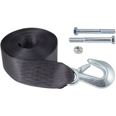 DUTTON 24240 6249 2' X 20' WINCH STRAP W/HOOK Polyester; 2600 Pound Tensile Strength; 4000 Pound Breaking Strength; Black; With Hook/ Mounting Hardware