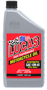 LUCAS OIL 10777 SYNTHETIC SAE 10W-40 MOLY SAE 10W40; Synthetic; 1 Quart Bottle; Single