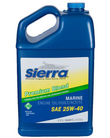 SIERRAMARINE 18-9400-4 25W40 OIL -  5 QT SAE 25W-40; Premium Blend 4-Stroke Marine Stern Drive Engine Oil; 5 Quart Jug; Single; NMMA FC-W/ API-SJ/ CF-4/ CH-4 Certified