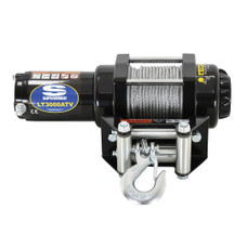 SUPERWINCH 1130220 LT3000 ATV WINCH Vehicle Mounted; ATV Winch; 12 Volt Electric; 3000 Pound Line Pull Capacity; 50 Foot Wire Rope; Roller Fairlead; Wired Remote; Sealed Solenoid/ Circuit Breaker Protected; Planetary Gear Drive