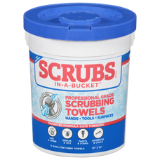 PERMTX-LOCKT 42274 SCRUBS IN A BUCKET Textured Cloth; 72 Piece; Use To Remove Dirt/ Soil/ Grease/ Grime/ Paints/ Urethanes/ Inks/ Dyes/ Lubricants/ Oils/ Adhesives/ Caulks/ Tar/ Asphalt Textured Cloth