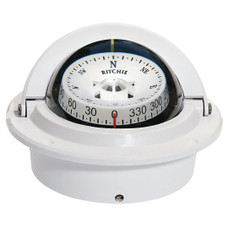RITCHIE NAVI F-83W COMPASS  FLUSH MNT  3' COMBI  WHITE White; 12 Volt Green LED; Flush Mount; 3 Inch CombiDamp Dial; 5-1/4 Inch Overall Width; 4-3/16 Inch Mounting Hole; With Mounting Gasket/ Built-In Compensator