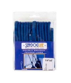 SEA DOG 302106006BL-1 DOUBLE BRAIDED FENDER LINE 1/4 Double Braided; 1/4 Inch Diameter x 6 Foot Length; Blue; Premium Nylon; Set Of 2; 290 Pounds Working Load Limit/ 1330 Pounds Breaking Strength; 2 Inch Spliced Eye End