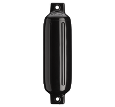 POLYFORM 06-198-906 4.5' X 15.5' TWIN EYE FENDER Ribbed; Cylinder; 4-1/2 Inch Diameter x 15-1/2 Inch Length For 10 Feet To 15 Feet Boat; Twin Eye Design; Black; PVC; Single