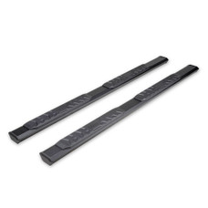TRAILFX AL4008B A4 - 19+ RAM 1500 QC With Step Pads; 4-1/2 Inch Hexagonal Straight; Powder Coated; Titanium Black; Aluminum; With Plastic End Caps; With Plastic Bracket Covers; Rocker Panel Mount