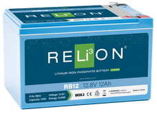 RELION RB12 12.8V 12AH F2 TERMINAL LIFEPO4 Lithium; 12.8 Volt; 12 AH Capacity; F2 Flat Blade Top Terminals; 5.9 Inch Length; 3.9 Inch Width; 4 Inch Height; Deep Cycle Battery; ABS Case Material; IP66 Enclosure Protection; UN38.3 And CE Certified