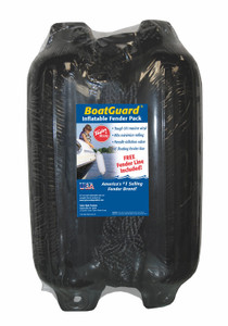 TAYLOR MADE 31015B2P 5' X 18' BG 2 PK. BLACK W/BLACK ROP Ribbed; Round; 5 Inch Diameter x 18 Inch Length; Black; Vinyl; With Needle Type Valve For Inflation And 6 Foot Length Black Fender Line; Pack Of 2