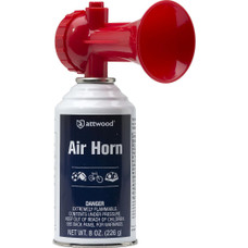ATTWOOD MARI 118092-7 HORN AIR 8 OZ (SINGLE) For Boating/ Sporting Events/ Camping And Bicycles; Round Trumpet; 8 Ounce Aerosol Can; Red; Plastic; Push Button; Flammable; Single