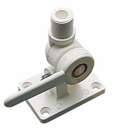 SEA DOG 329130-1 NYLON ANTENNA BASE LEVER TYPE For Use With Antennas Not Longer Than 8 Inch; 1 Inch - 14 Male Thread; 3-5/8 Inch Length x 2-9/16 Inch Width Base; Dual Swiveling Mount; Adjustable; White; Nylon; With Ratchet-Style Handle